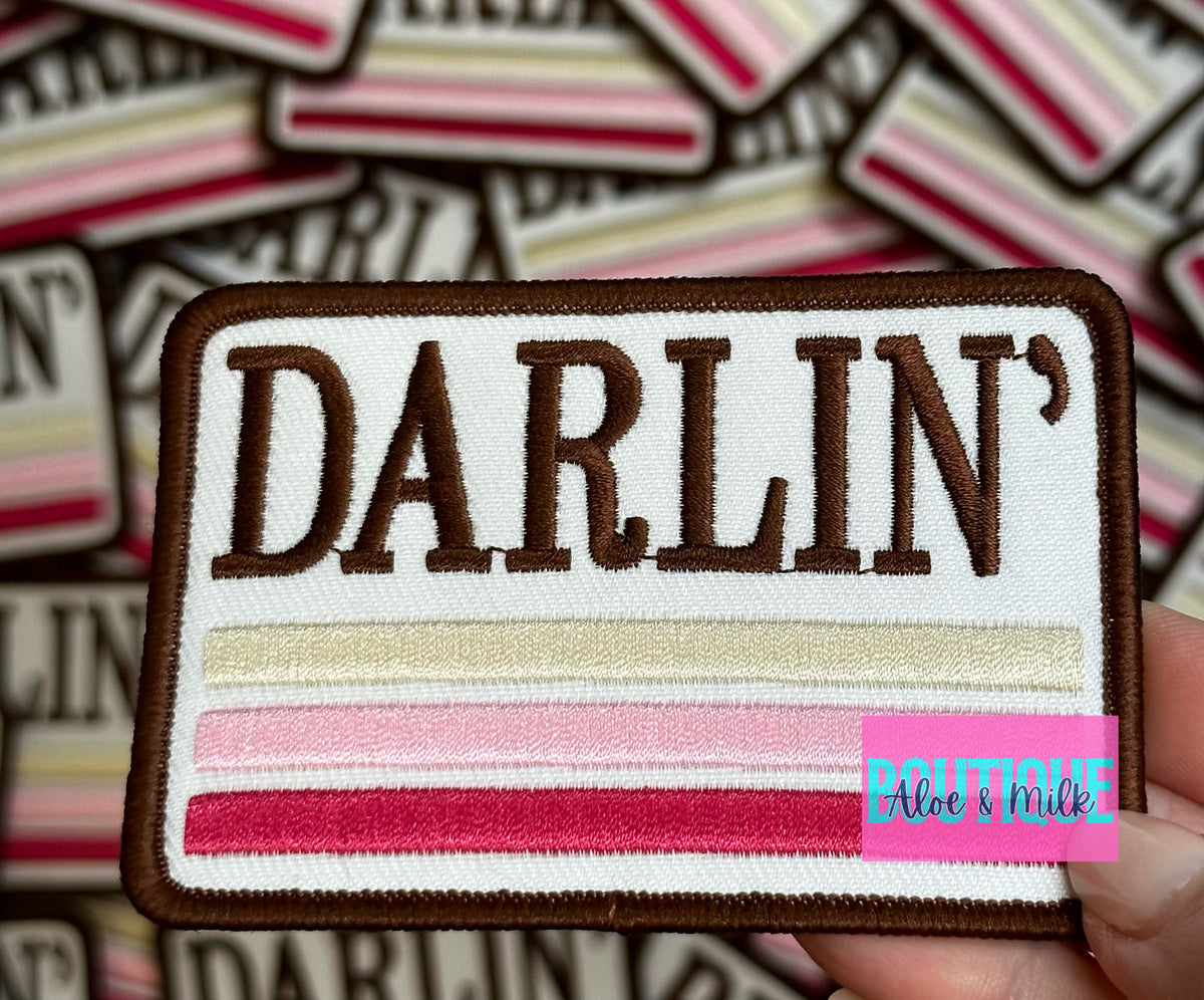 Darlin' Pink and Brown iron on patch