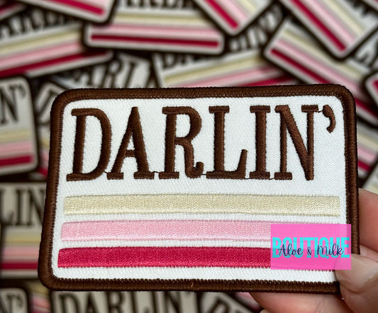 Darlin' Pink and Brown iron on patch