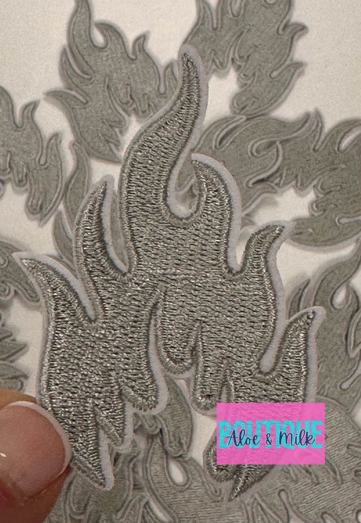 Flames Patch  Silver
