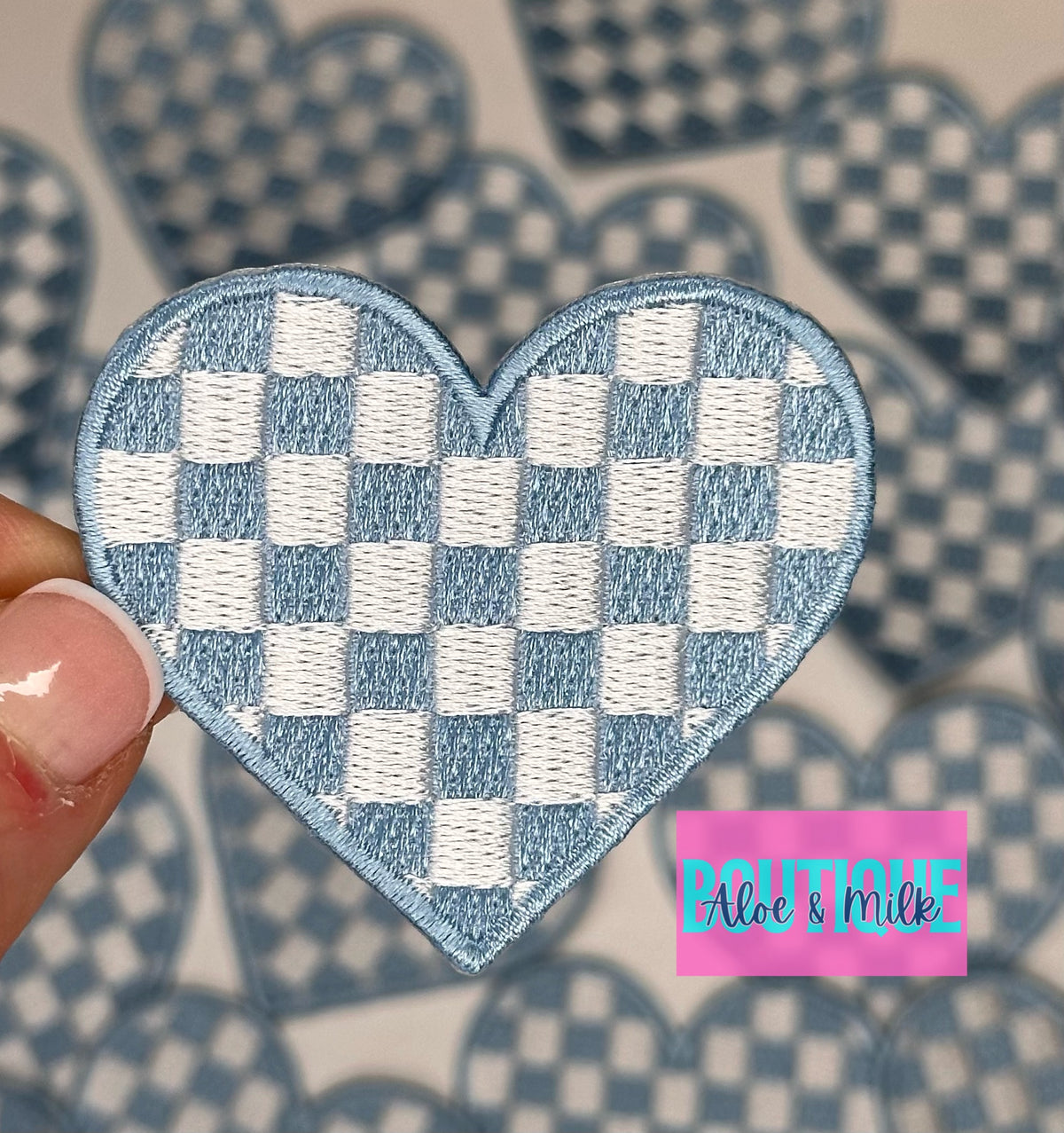 Checkered Heart Embroidered patch, heart patches, game day patches, dance patches, checkered patch