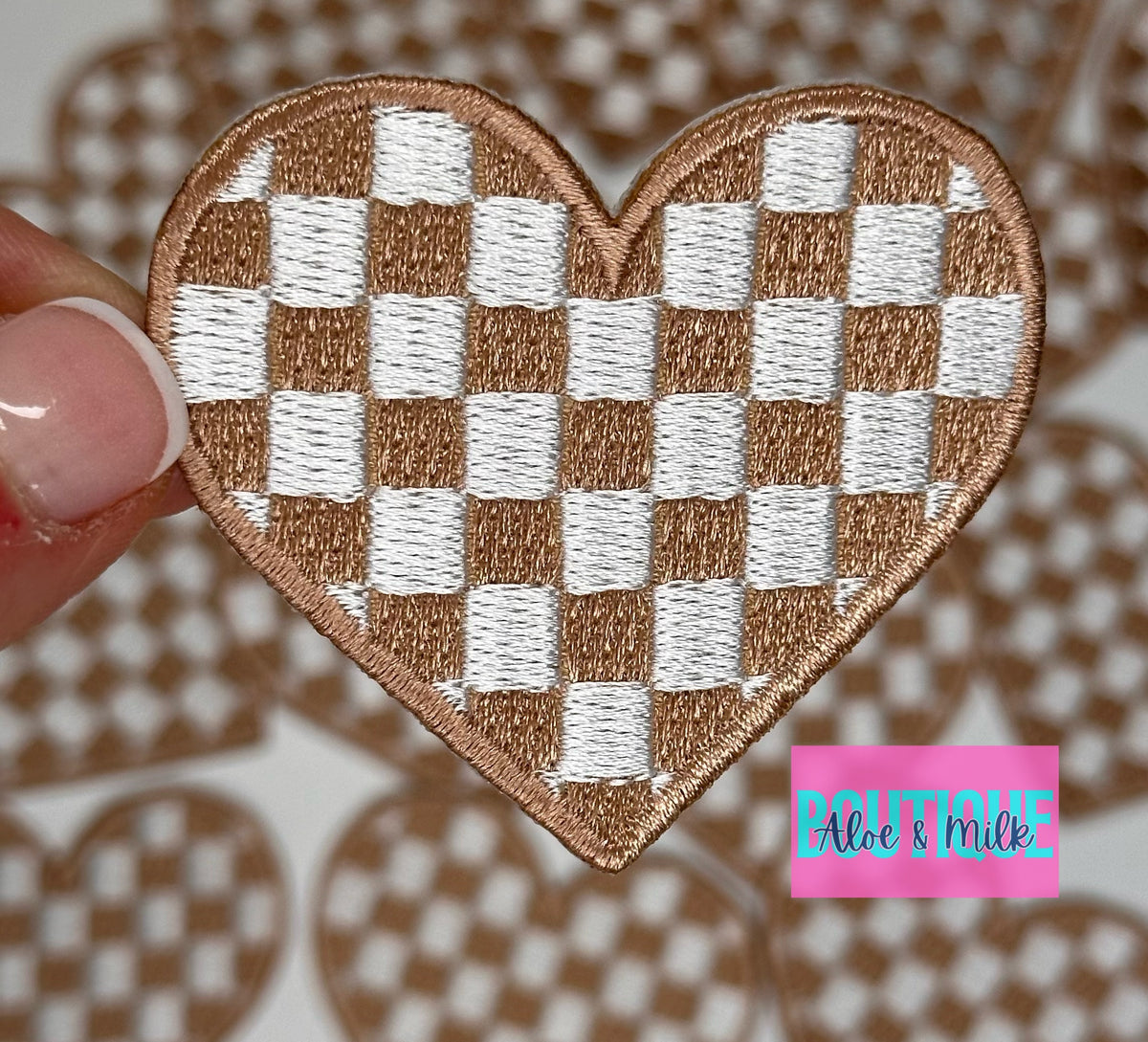 Checkered Heart Embroidered patch, heart patches, game day patches, dance patches, checkered patch
