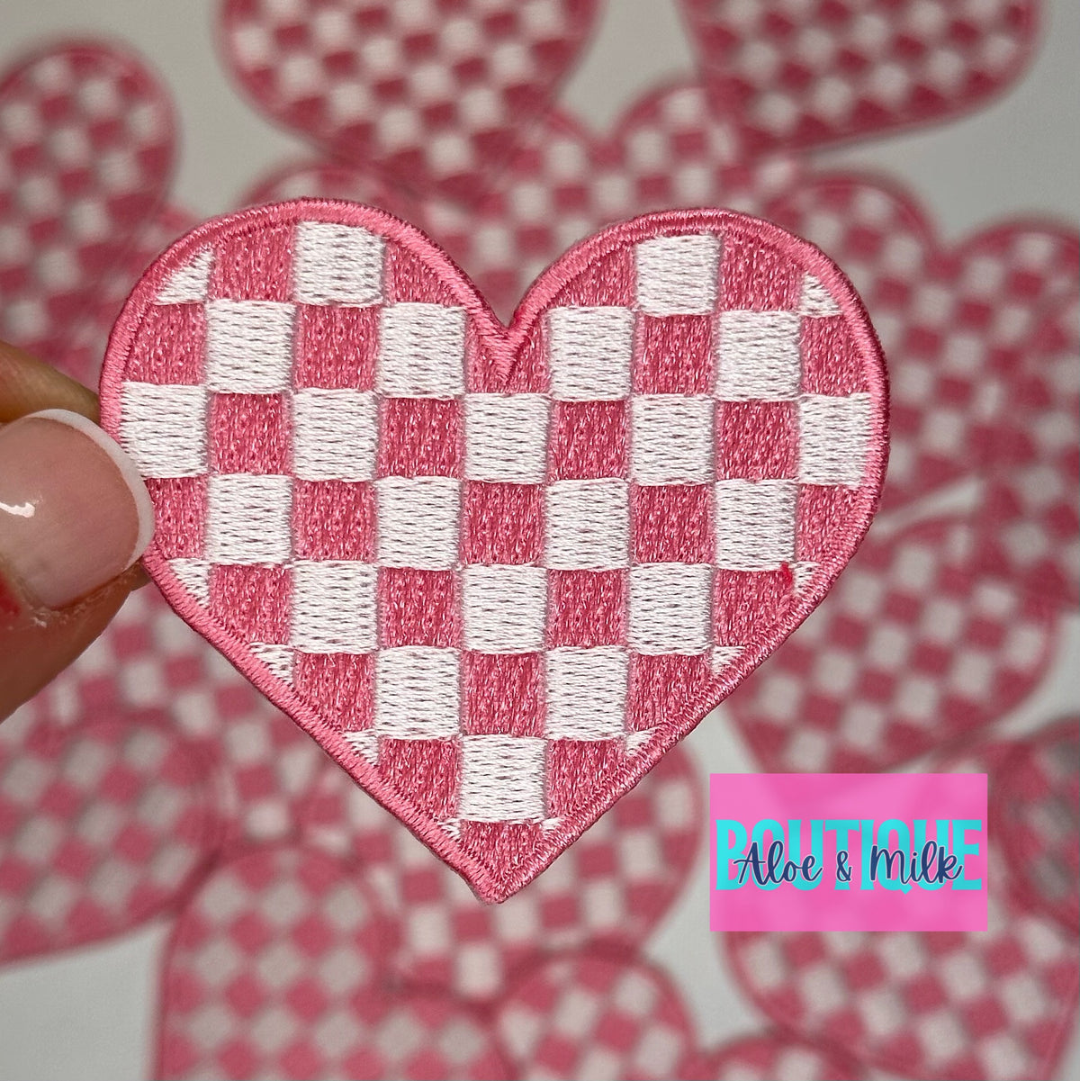 Checkered Heart Embroidered patch, heart patches, game day patches, dance patches, checkered patch