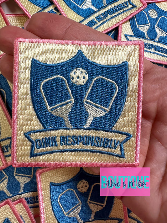 Dink Responsibly, Pickleball patch, pickleball