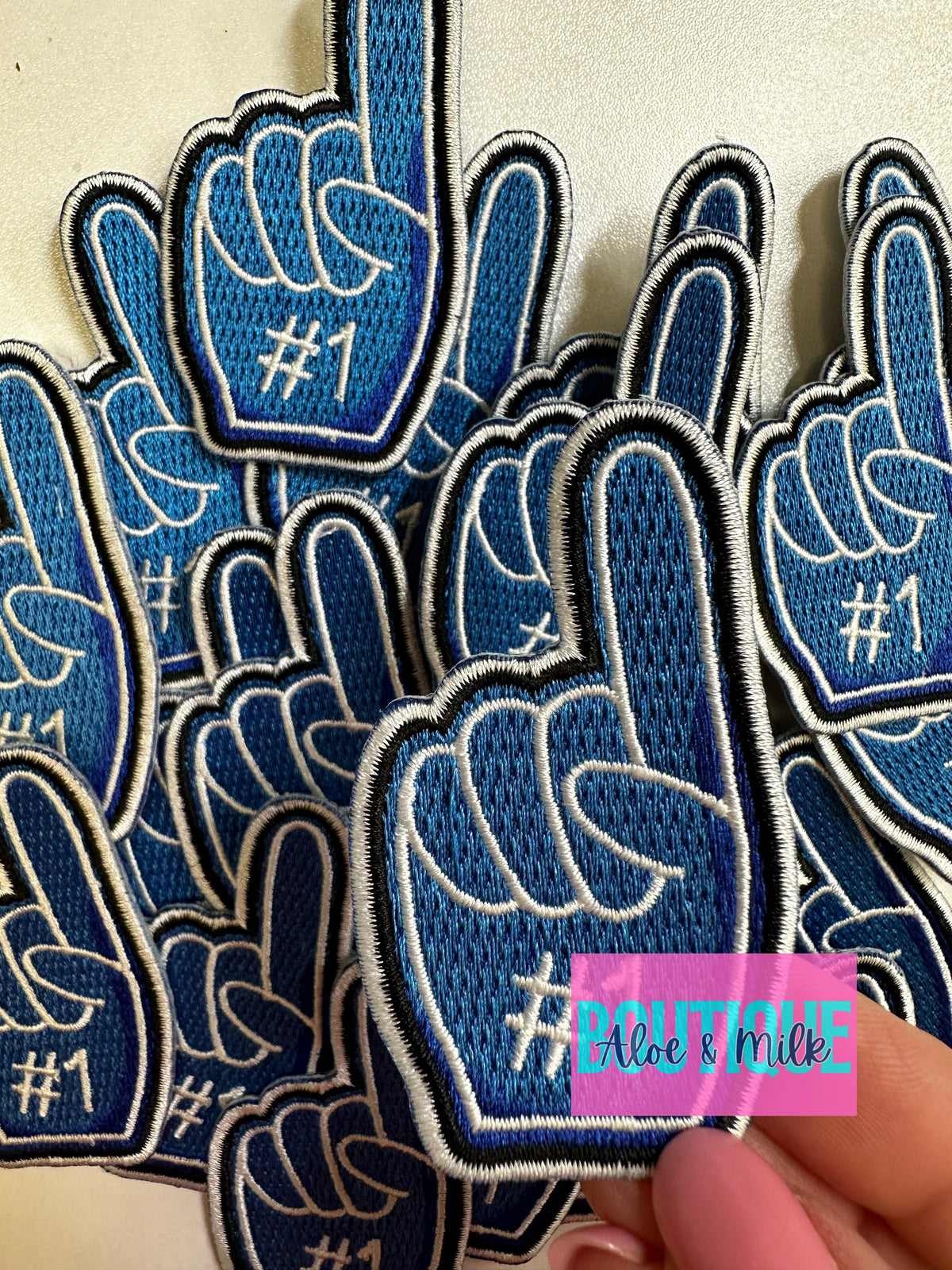 # 1 Fan Hand, game day patches, sports patch, mom patches
