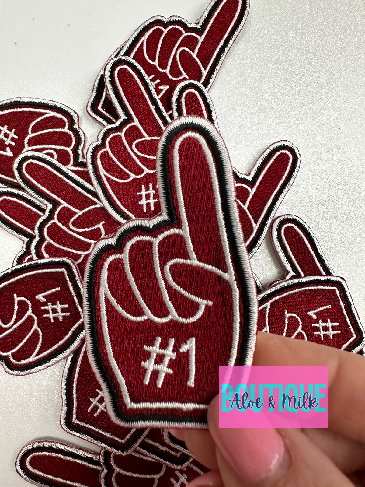 # 1 Fan Hand, game day patches, sports patch, mom patches