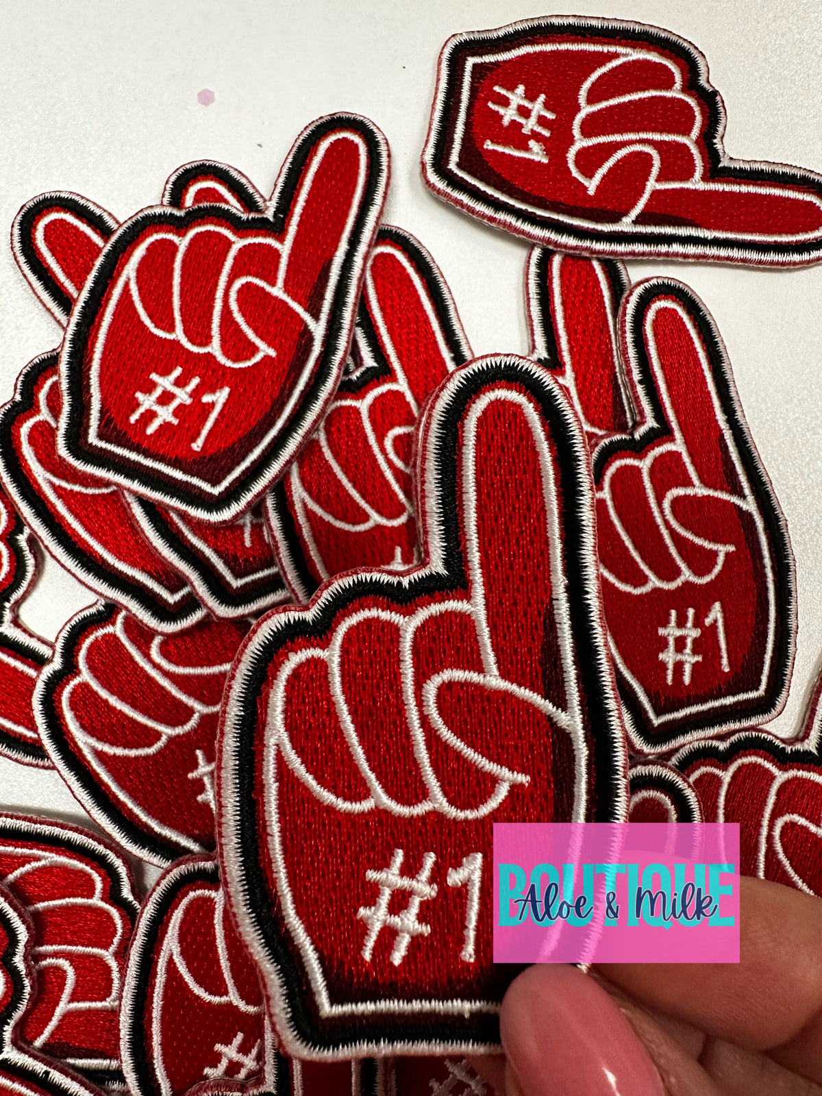 # 1 Fan Hand, game day patches, sports patch, mom patches