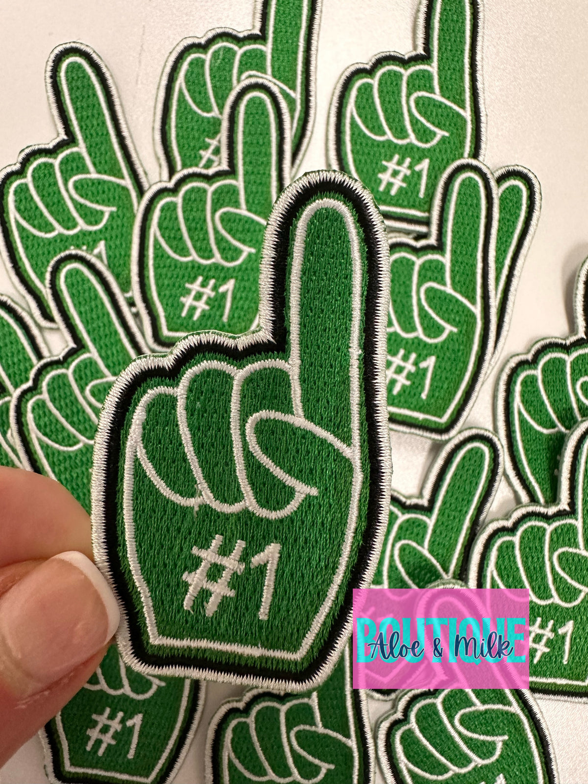# 1 Fan Hand, game day patches, sports patch, mom patches