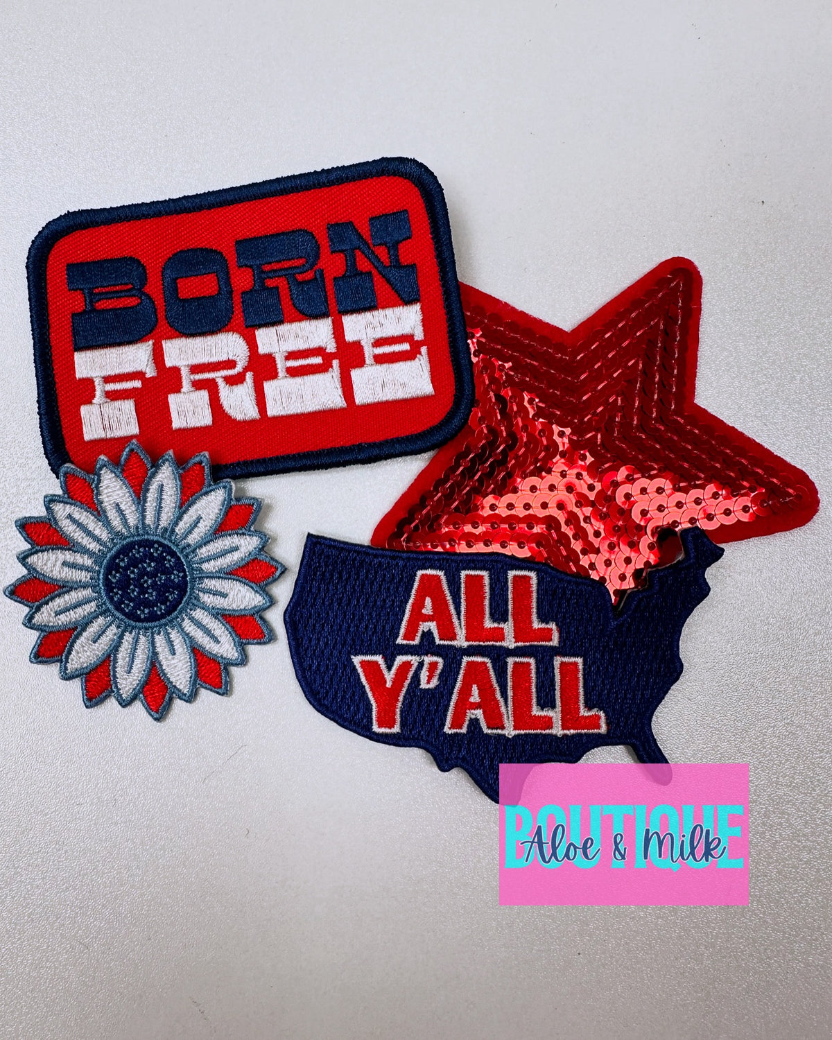 A RWB Flower, USA, Patriotic patch, flower patch