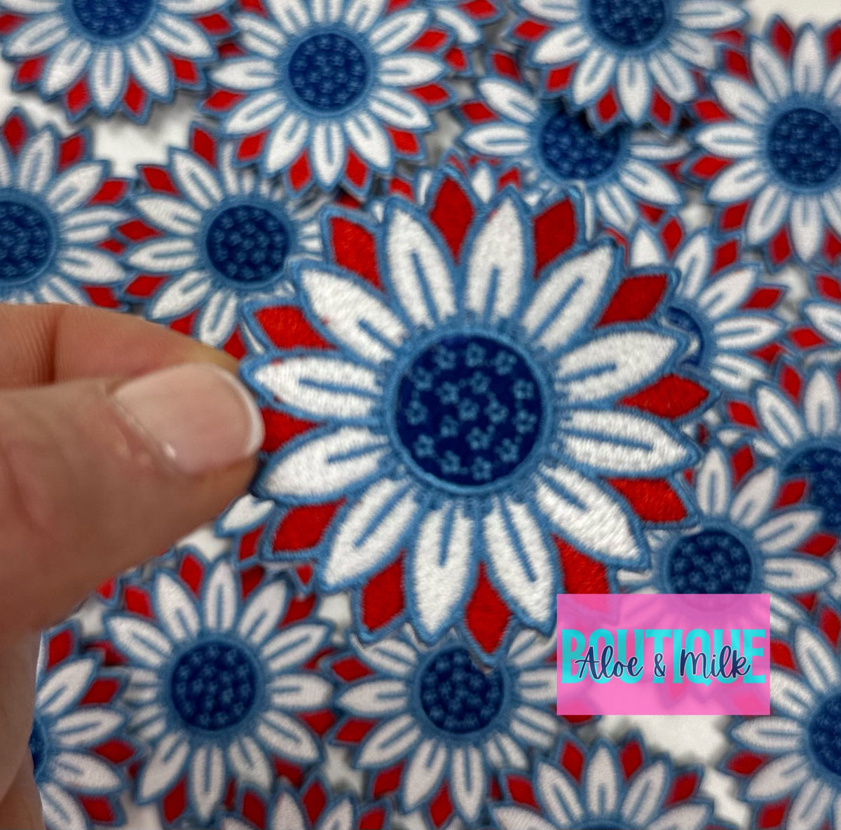 A RWB Flower, USA, Patriotic patch, flower patch