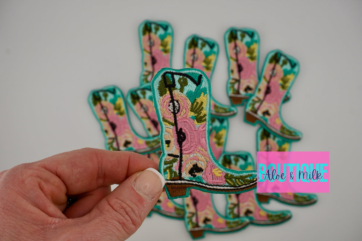 Cowboy Boot Floral Patch