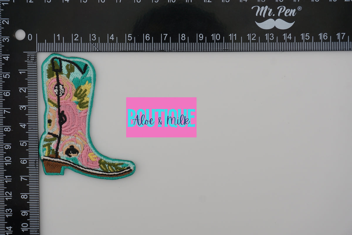 Cowboy Boot Floral Patch