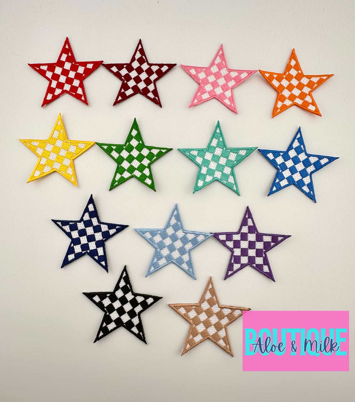 Checkered Star Patch, star patches, game day patches, star patch, checkered patches, cheer patch