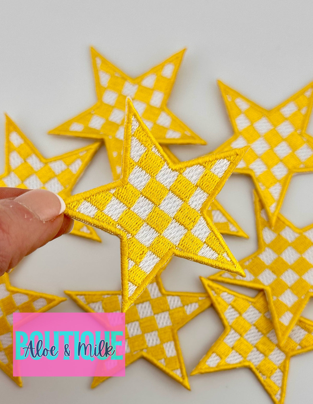Checkered Star Patch, star patches, game day patches, star patch, checkered patches, cheer patch