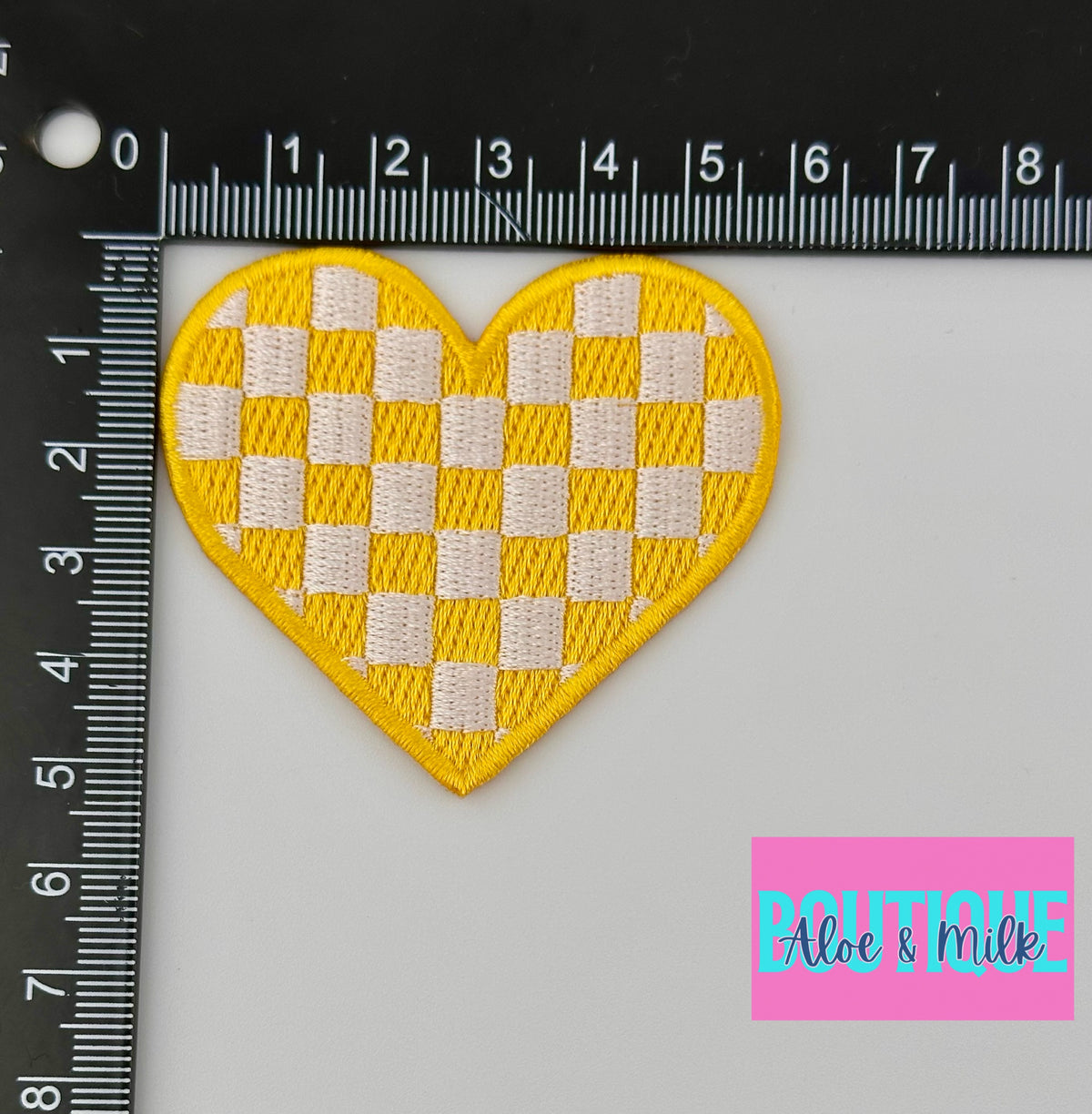 Checkered Heart Embroidered patch, heart patches, game day patches, dance patches, checkered patch
