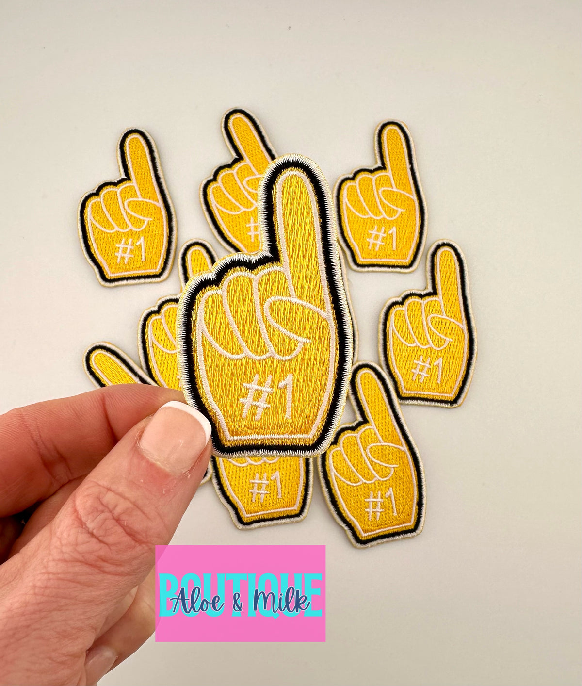 # 1 Fan Hand, game day patches, sports patch, mom patches
