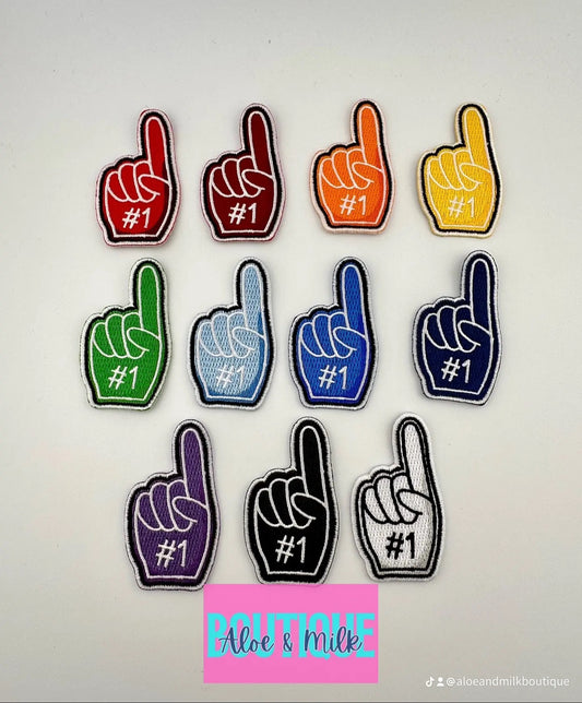 # 1 Fan Hand, game day patches, sports patch, mom patches