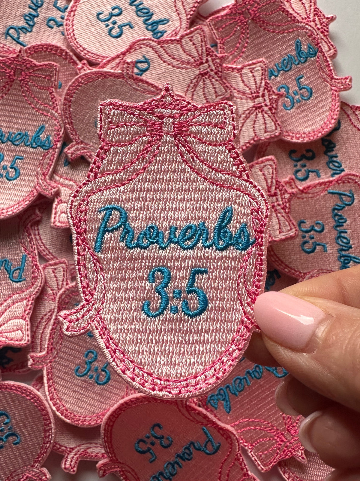 Proverbs 3:5 Pink Bow Patch