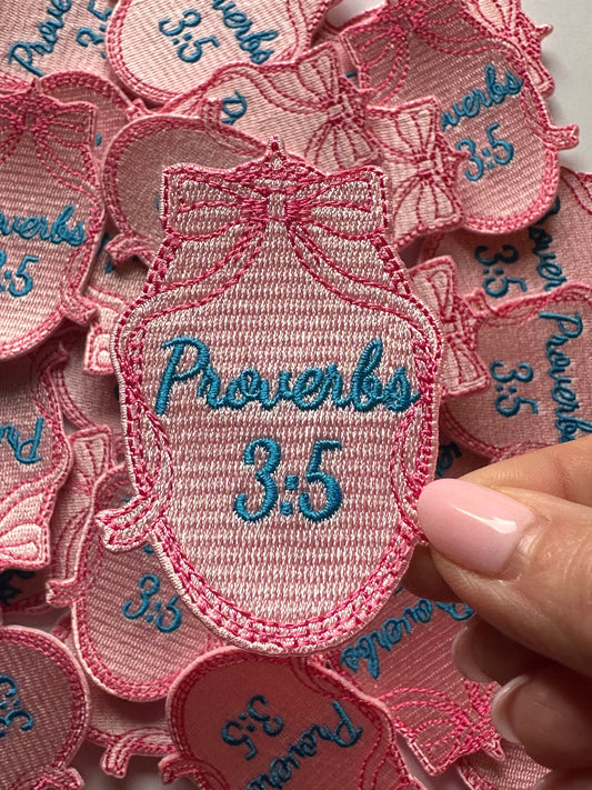 Proverbs 3:5 Pink Bow Patch