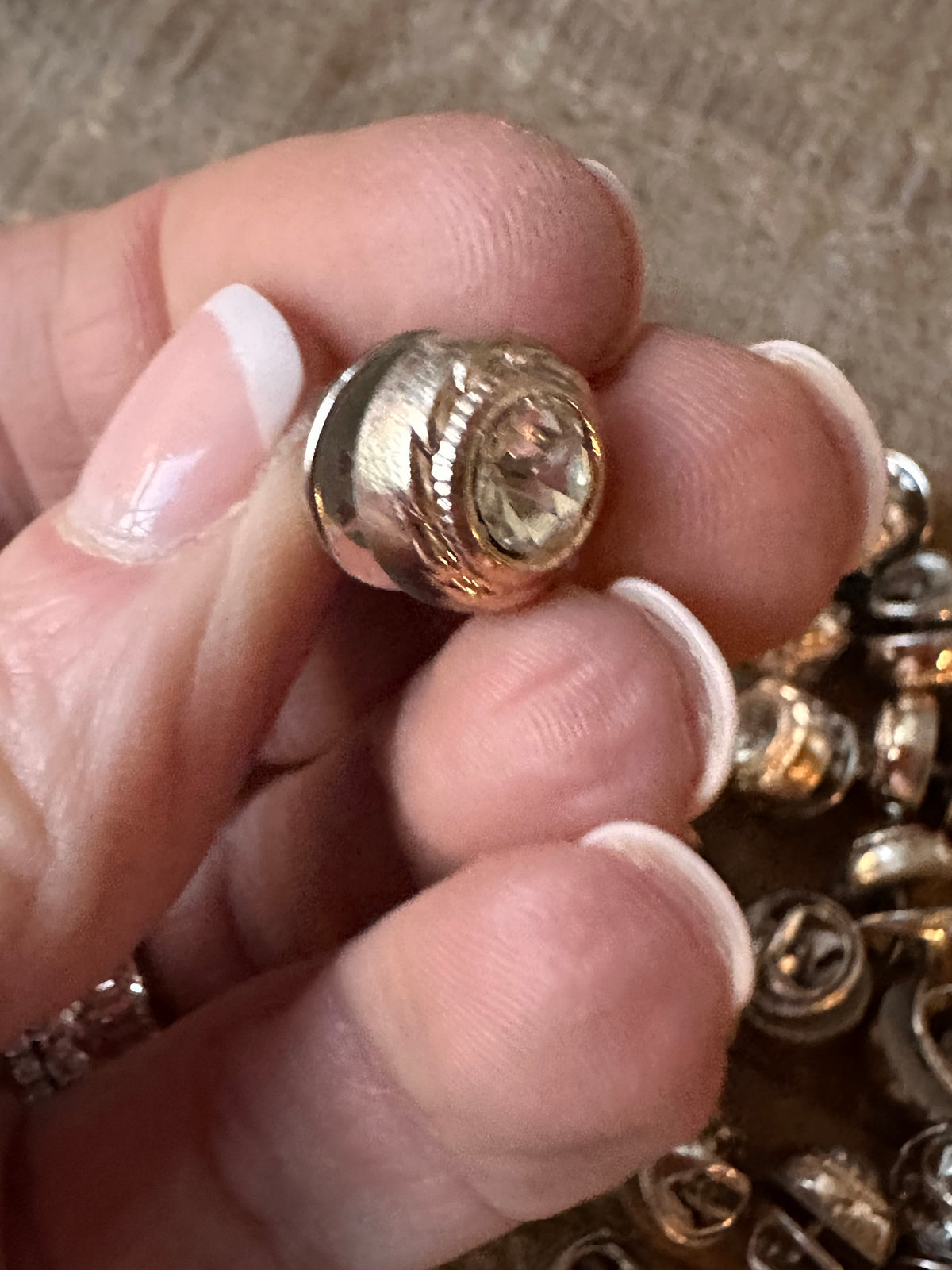 Etched Single Rhinestone Hat Pin
