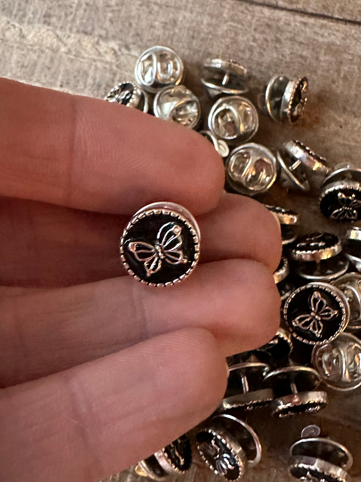 Inset Black Butterfly Hat Pin Small
