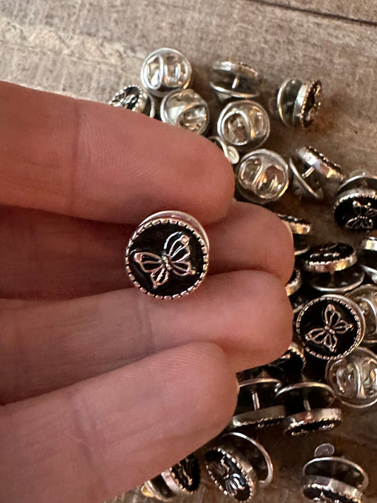 Inset Black Butterfly Hat Pin Small