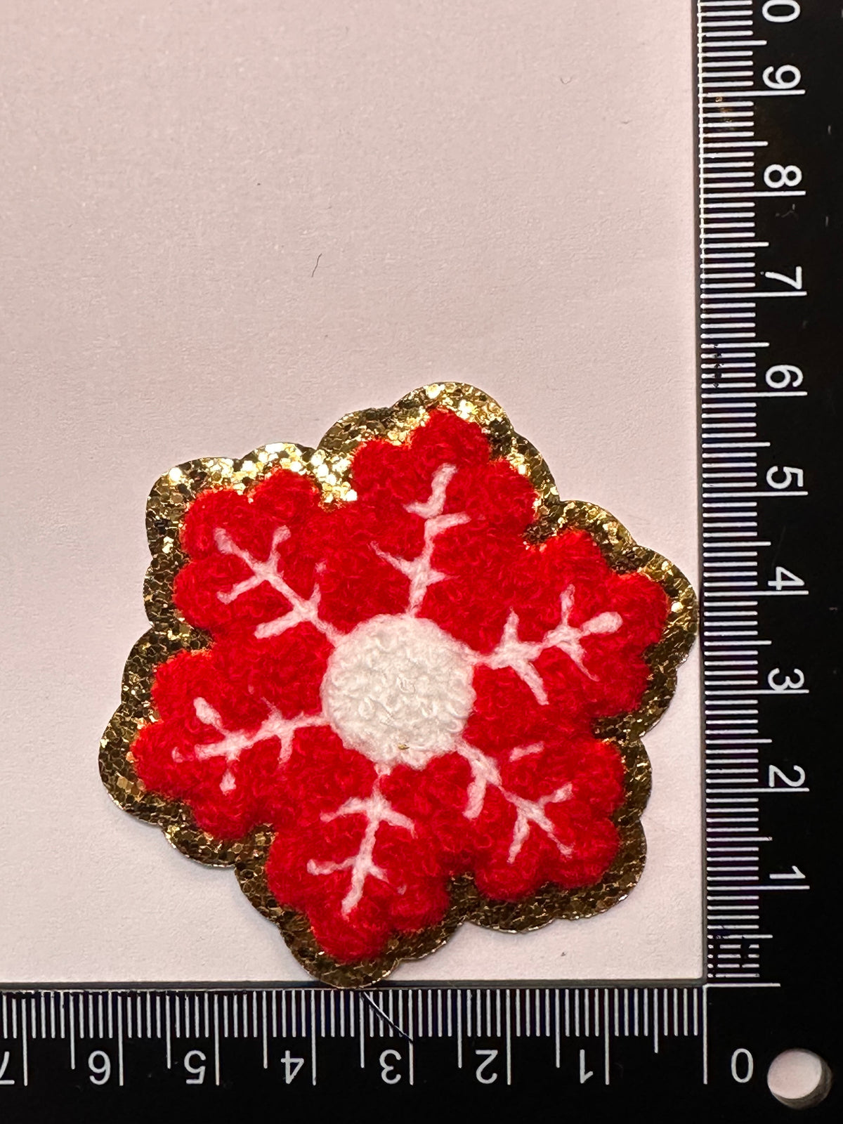 Christmas Chenille Red Snowflake Patch, Chenille Iron on patch, Glitter border patch, Iron On patch, Hat Patch, Christmas patch (1)